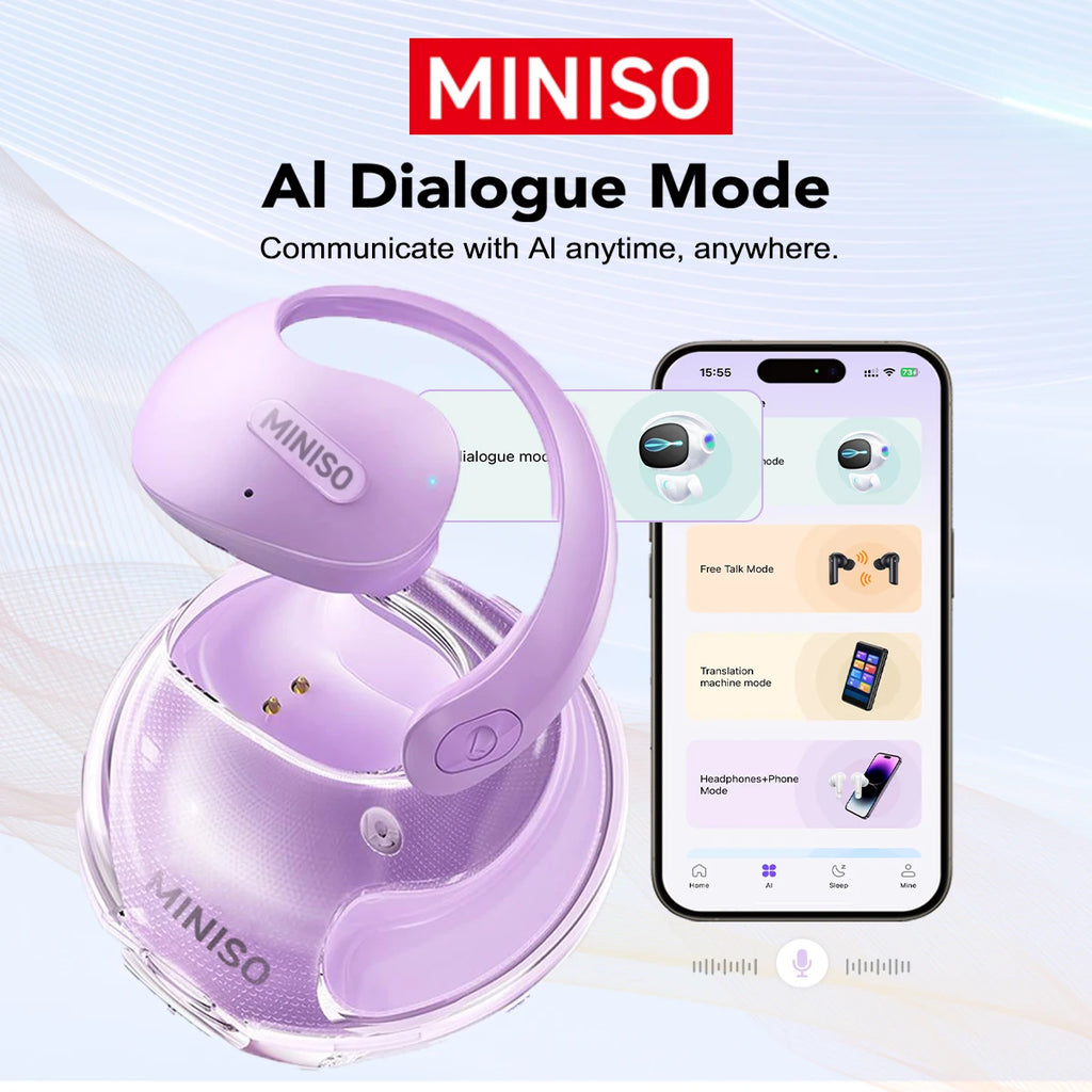 Translator MINISO X15Pro 5.4 Bluetooth Headset Translation Earphones Wireless Headphones Office Travel,ASMR Headset APP