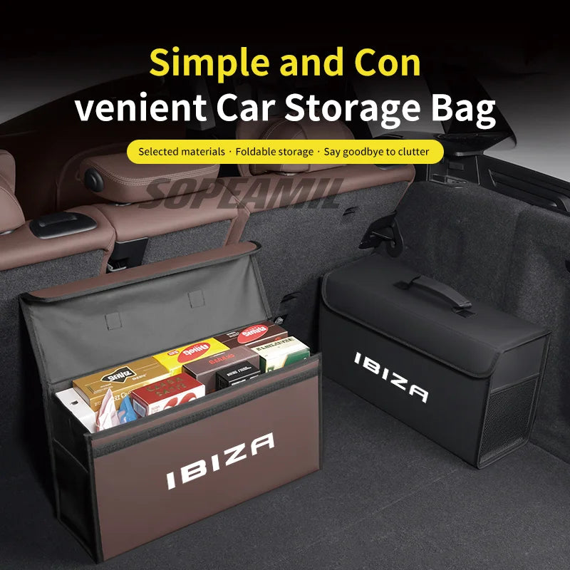 Car Trunk Organizing And Storage Box For Seat Leon IBIZA Brand new Leather Trunk storage box Automobile interior Accessories