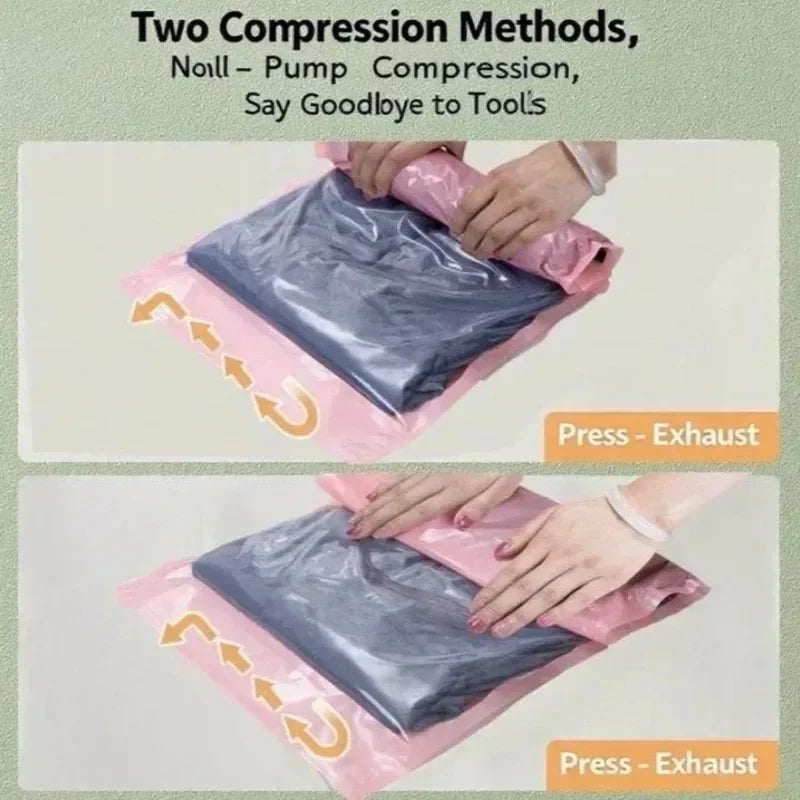 Roll Up Space Saver Travel Storage Bags Travel Accessories Compression Bag for Packing & Clothes, No Pump or Vacuum Needed
