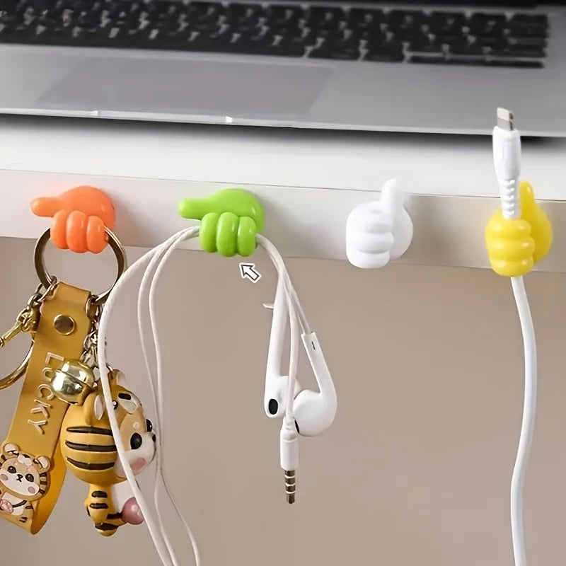 5Pcs Thumb-Shaped Holder Glasses Cable Power Cord Charging Line Self Adhesive Mini Hook Storag Organizer Gadget Car Accessories
