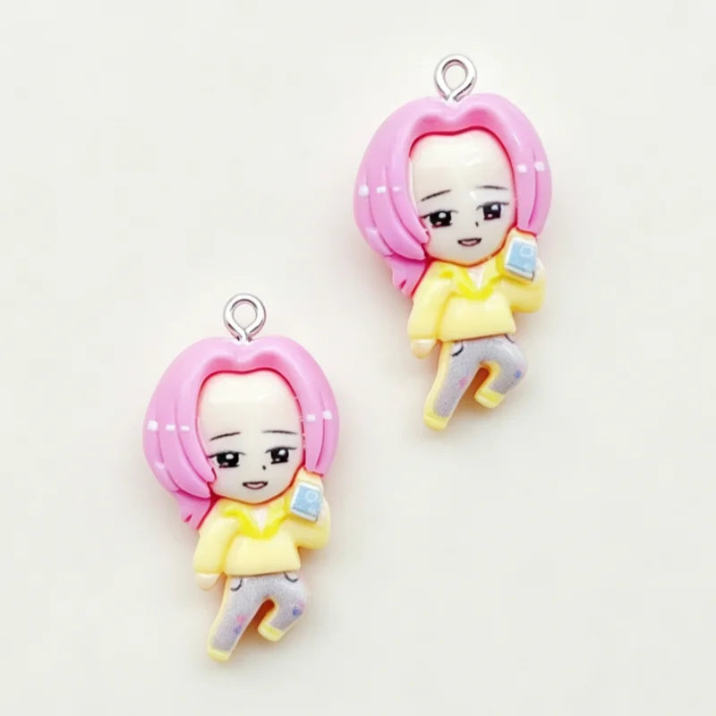 11pcs resin cartoon pendant, DIY jewelry making earrings, keychain accessories