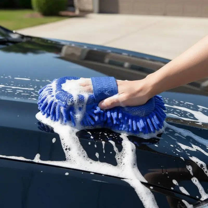 Car Wash Gloves and Towels Microfiber Chenille Soft Absorbent Set for Vehicle Interior Exterior Cleaning Tasks