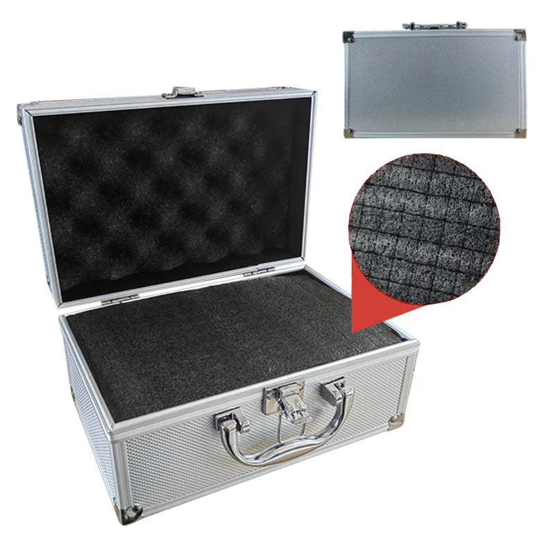 230×150×125mm Aluminum Alloy Tool box Shockproof Instrument Tool Storage Box Portable Toolbox Protective Carrying Case with Spon