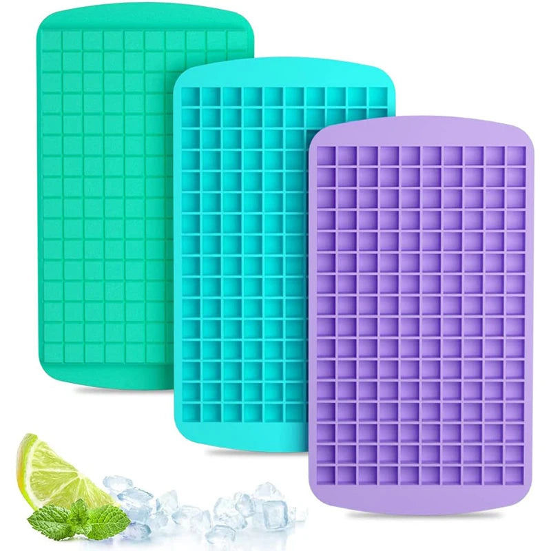 LMETJMA Silicone Mini Ice Cube Trays 160 Crushed Ice Cube Molds Easy Release Small Ice Cube for Chilling Whiskey Cocktail JT42