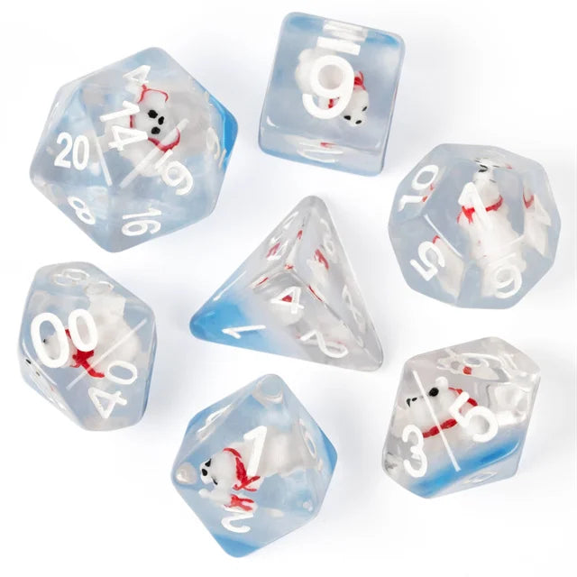 Cusdie Cute Animals DnD Dice Resin D4 D6 D8 D10 D% D12 D20 Polyhedral Dice Set for D&D Pathfinder Role Playing Table Board Games