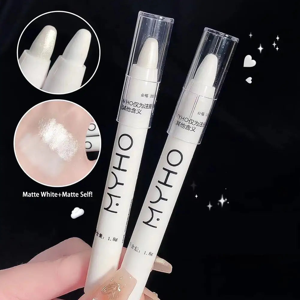 3 colors Glitter Lying Silkworm Pen Matte White Pearlescent White Pearl Silver Lying Silkworm Highlighter Brightening Makeup
