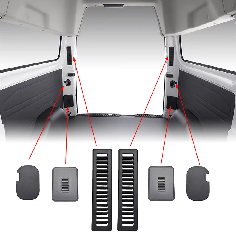 6pcs RV Tail Door Rear C Pillars Covers Decorative Cover Plate For Black Ford Transit Custom 2012-2023 Van Car Accessories