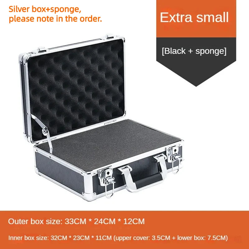 Portable Suitcase Aluminum Toolbox With Lock Electric Tool Box With Sponge Sturdy Hard Case Flight Case Household Storage Box