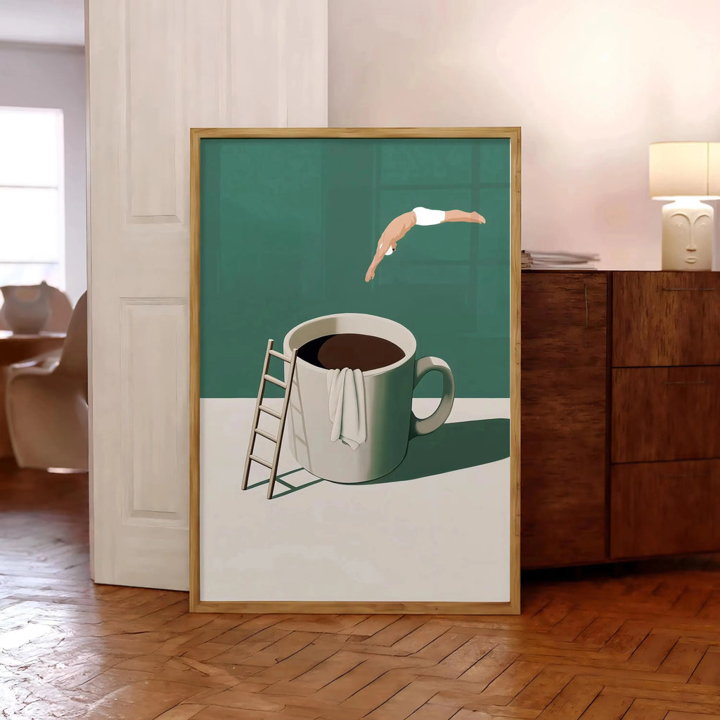 Coffee Diver Canvas Prints Kitchen Good Morning Coffee Wall Art Posters for Modern Living Room Home Decor Coffee Lovers Gifts