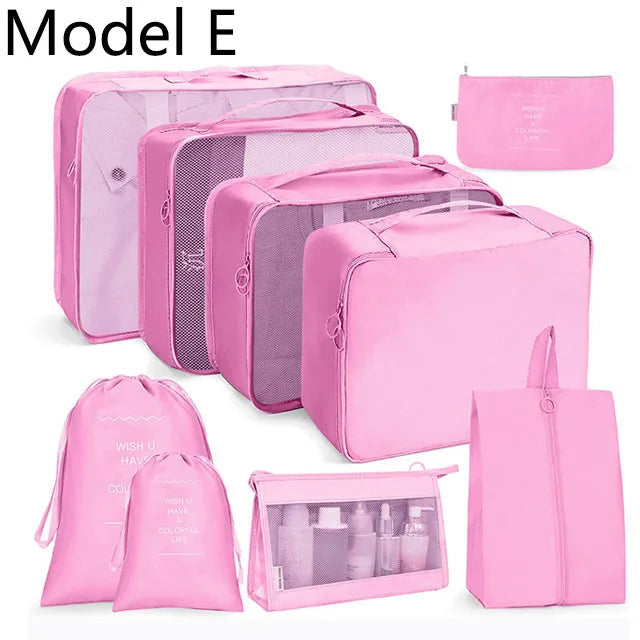 9Pcs/set High Quality Luggage Storage Bags For Packing Cube Clothes Underwear Cosmetic Bag Travel Suitcase Organizer Bag Pouch