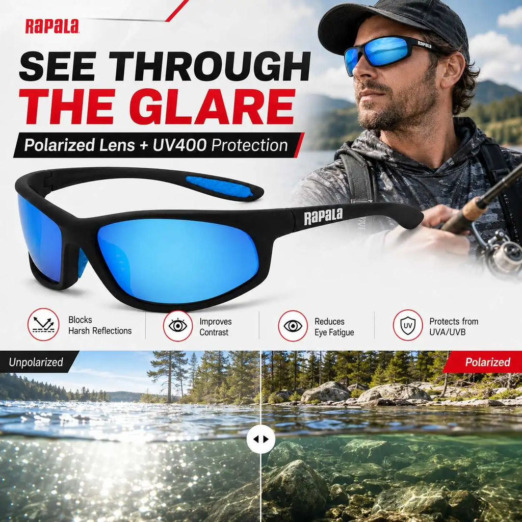 Flexible Rapala Polarized Fishing Glasses UV400 for Road Cycling Fishing Hiking with Lightweight Frame and Comfortable Fit