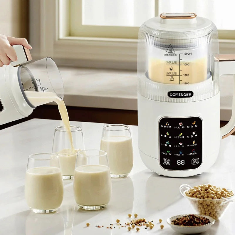 1.8L Soy Milk Machine Electric Juicer Multifunctional Wall Breaking Machine Kitchen Auto No Cook Heating Rice Paste Machine 710W