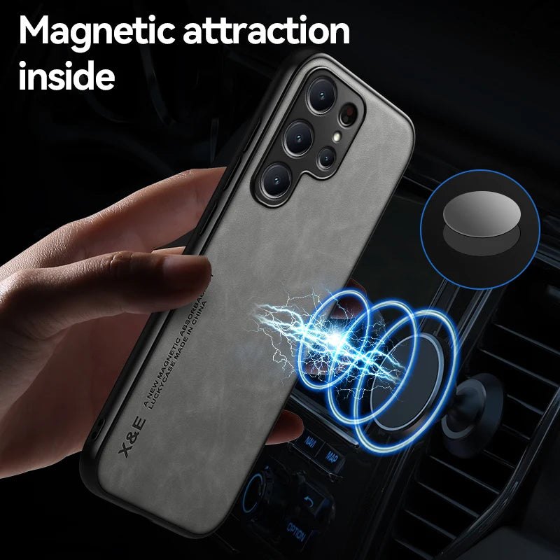 Shockproof Case for Samsung Galaxy S25 S24Ultra S23 S22 Plus S23FE S21FE Protective Cover Magnetic Car Holder Phone Coque Fundas