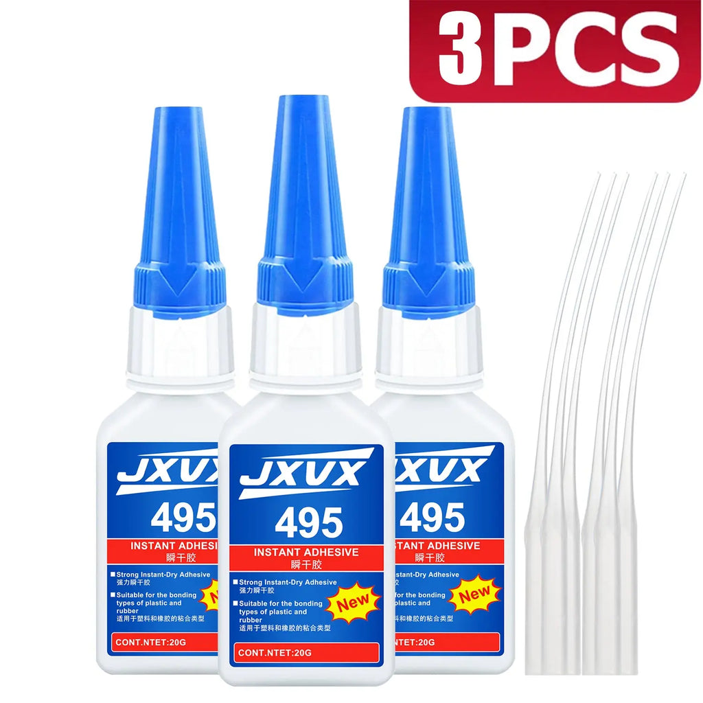 Value Pack High-Tack 495/480 Super Strength Flexible Adhesive Fast-Curing Cyanoacrylate Glue Multi-Purpose Liquid Adhesive for Auto Repair, Rubber, Plastic, and Wood 110ml, 1-5 pcs.