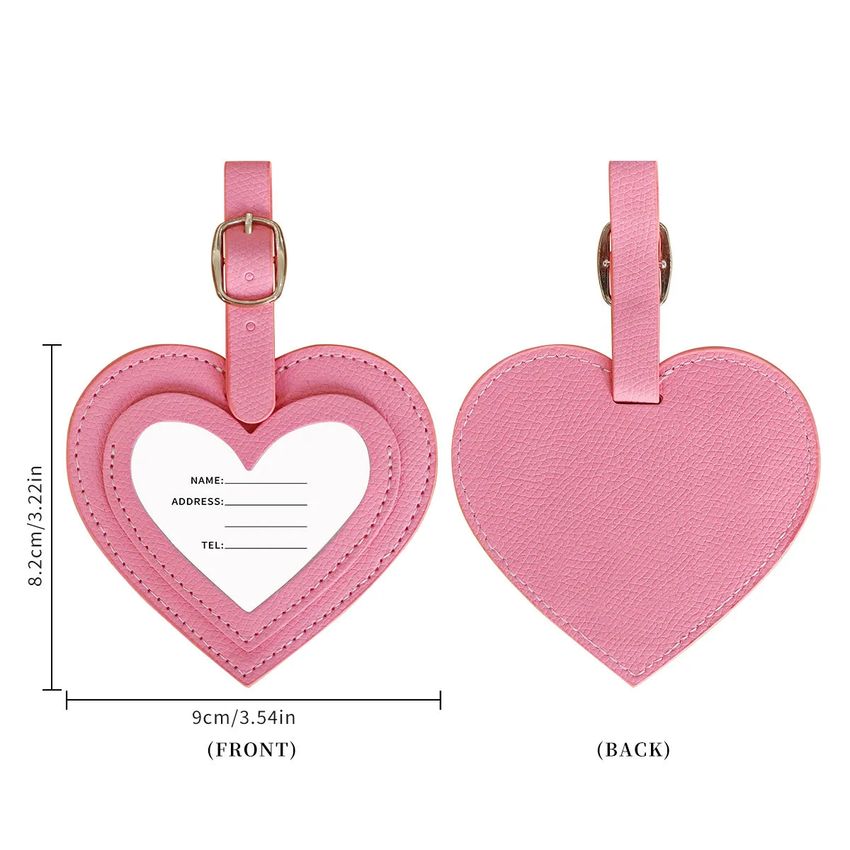 Fashion Heart Luggage Tag PU Leather Suitcase Anti-Loss Travel Baggage Tag for Suitcase Tags for Suitcases Luggage Handle Tags