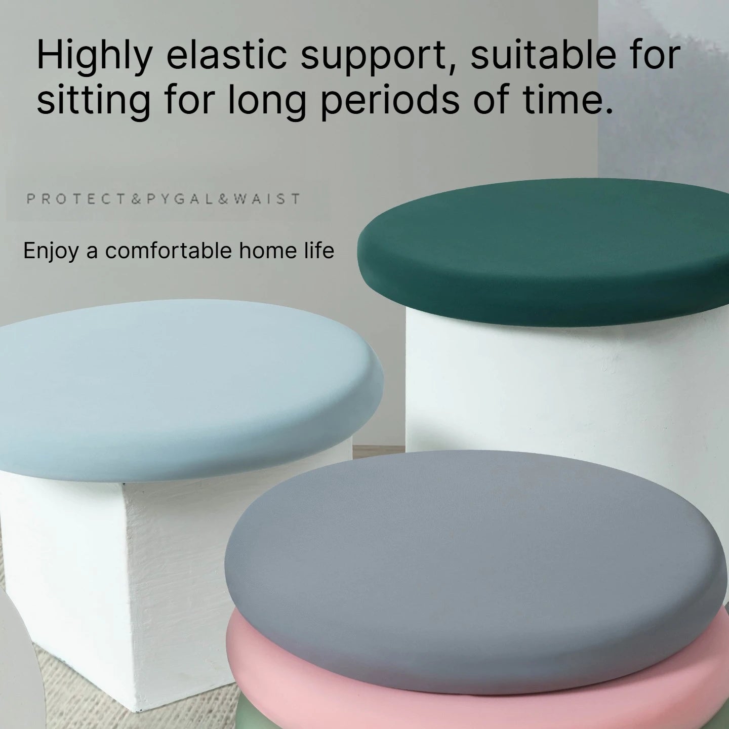Round Ice Silk Fiber Fabric Seat Cushion Rebound Memory Foam Stools Chair Cushion Japanese Solid Thick Soft Comfy Butt Cushion