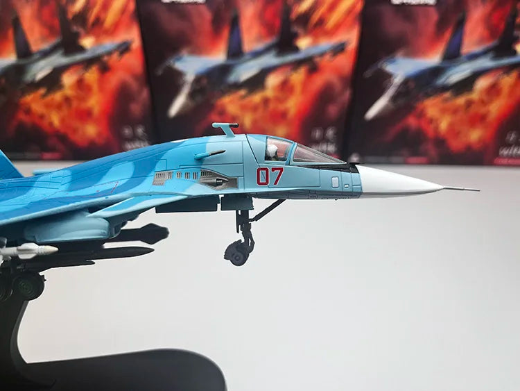 1/100 Scale SU34 Fighter Bomber Russian Sukhoi Cy-34 SU-34 Fullback Diecast Metal Military Plane Model Collection or Gifts