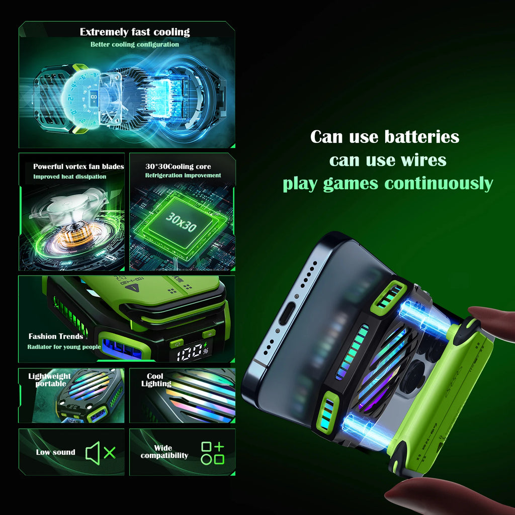 X111 Mobile Phone Magnetic Semiconductor Coolng Fan Radiator with 7 Gears Adjustable PUBG Game Cooler for IOS Android Universal