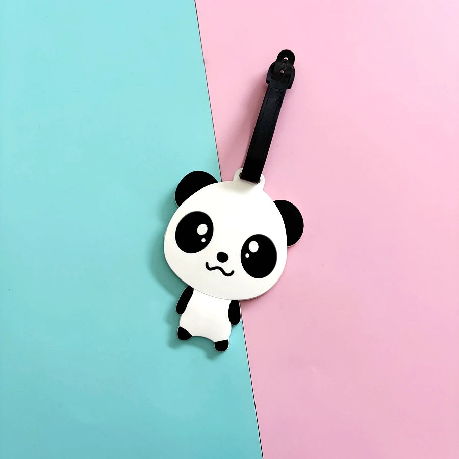 1pc/2pcs Cute Panda Luggage Tag Business Travel Airport Luggage Backpack Anti Loss ID Tag Pendant Work Name Sign