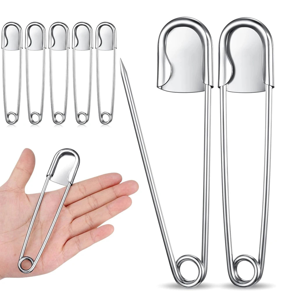 4PCS Large Safety Pins Stainless Steel Safety Pins Heavy Duty Strong Laundry Pins for Sewing Quilting Crafts and Decorations