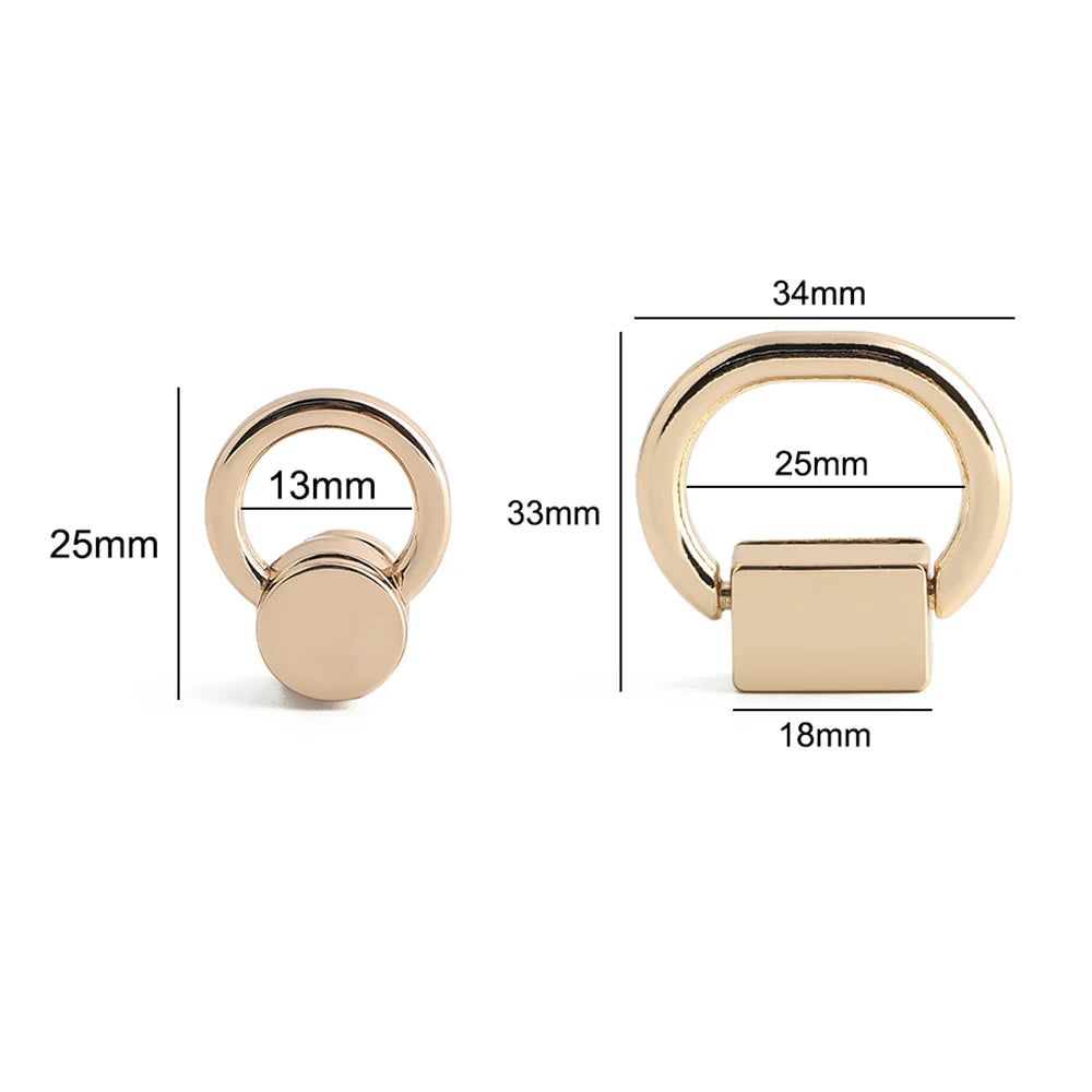10/40/100PCS Metal O Ring Stud Rivet Screwback Bag Side Edge Anchor Buckles With Screws For Purse Handbag Belt DIY Accessories