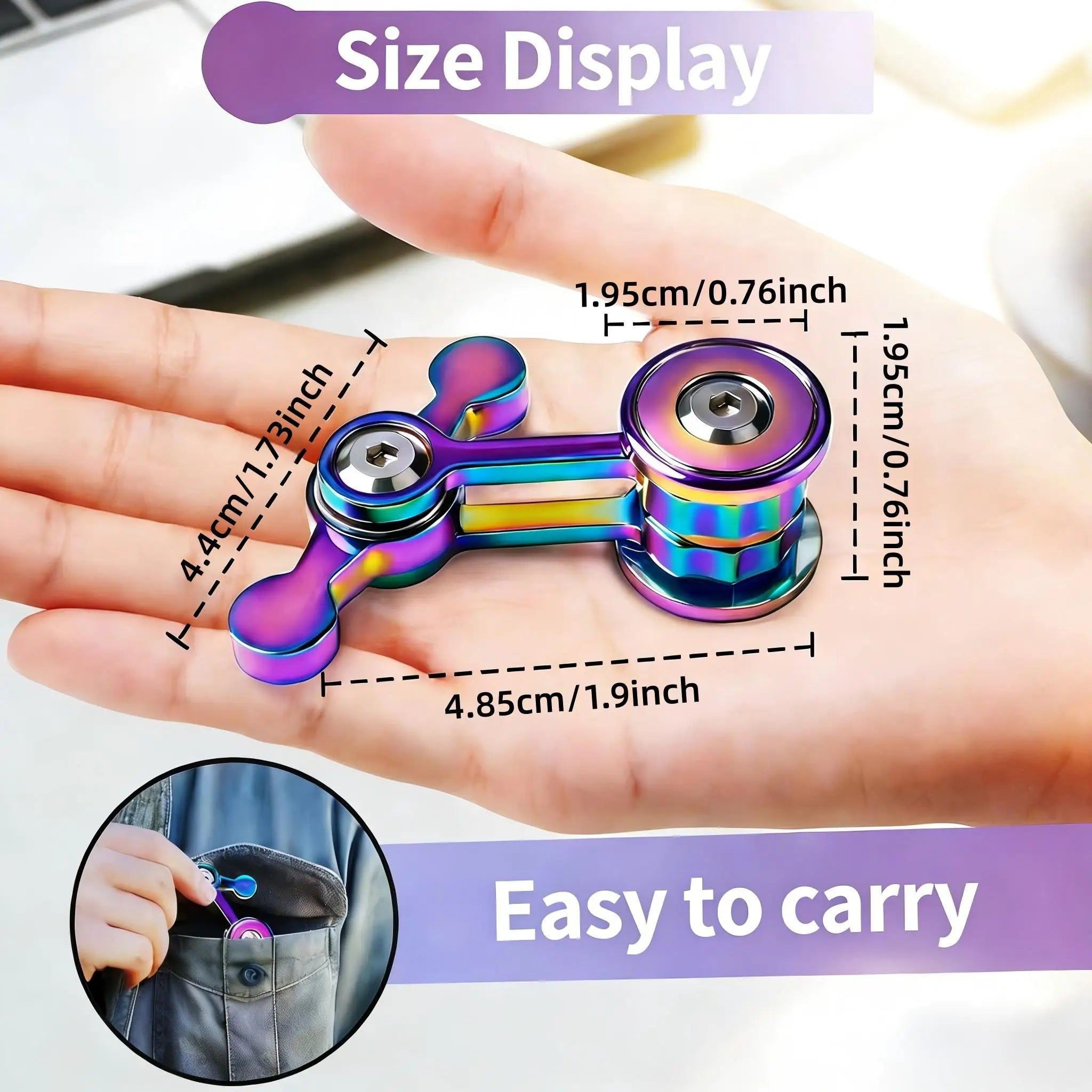 Metal Sensory Fidget Hand Toys, Focus Finger Spinning Toys for Adults, Relieves Stress & Boredom, Perfect Office Gift