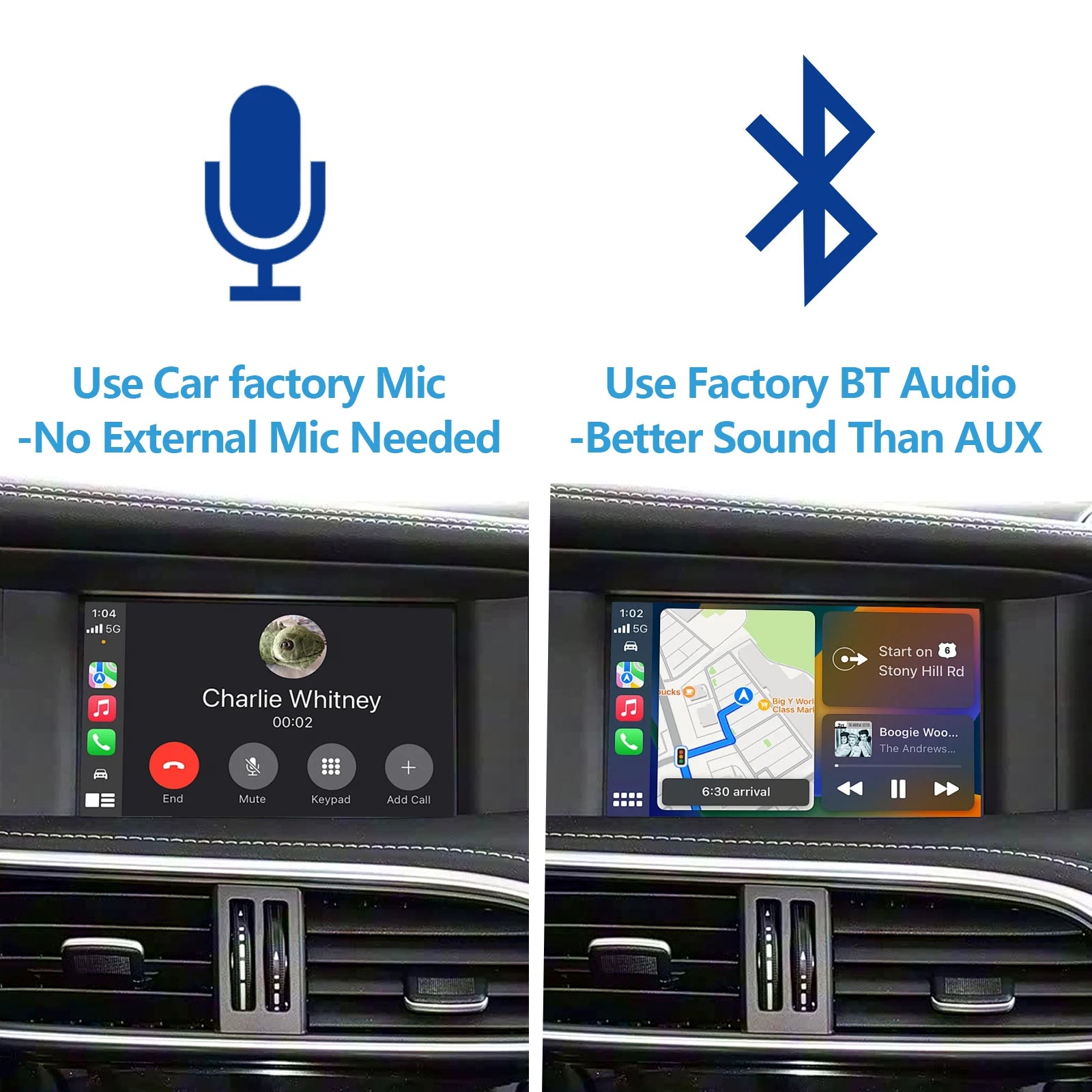 Wireless CarPlay & Android Auto for INFINITI QX30 Q30 2015-2018, Support OEM Bluetooth Audio, Steering Wheel, Mic and Camera