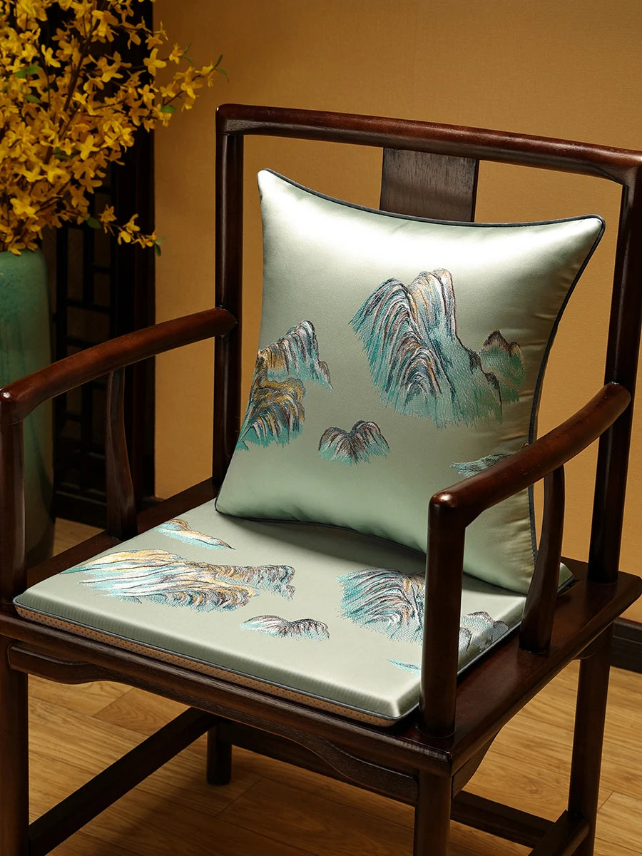 New Chinese-style Foam Chair Cushions Rosewood Sofa Cushion Cover Home Sponge Seat Cushions Embroidered Anti-slip Chair Cushions