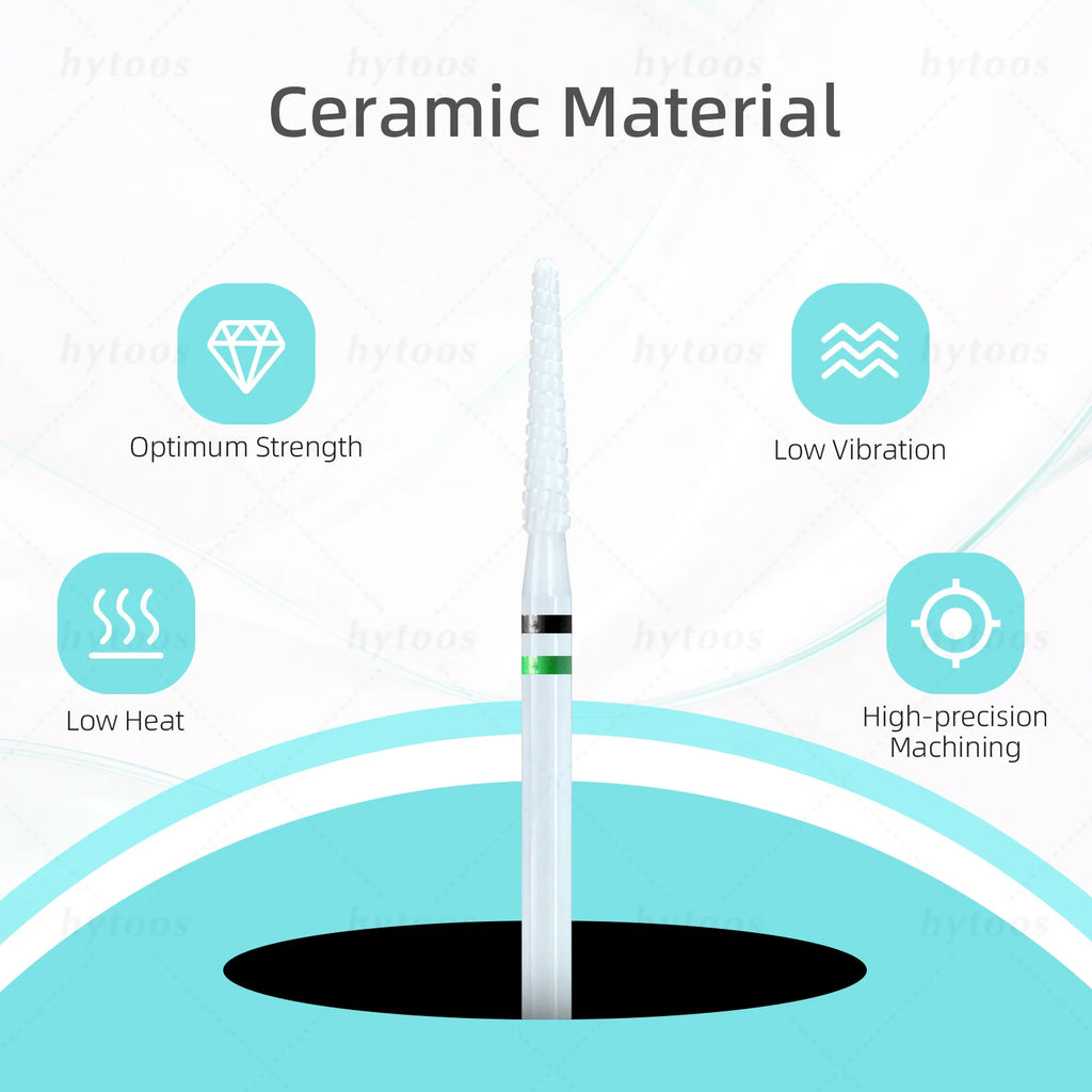 HYTOOS Cone Cuticle Cleaner White Ceramic Nail Drill Bits for Dead Skin Clean NailPrep Tool Drill Bits for Manicure Technicians