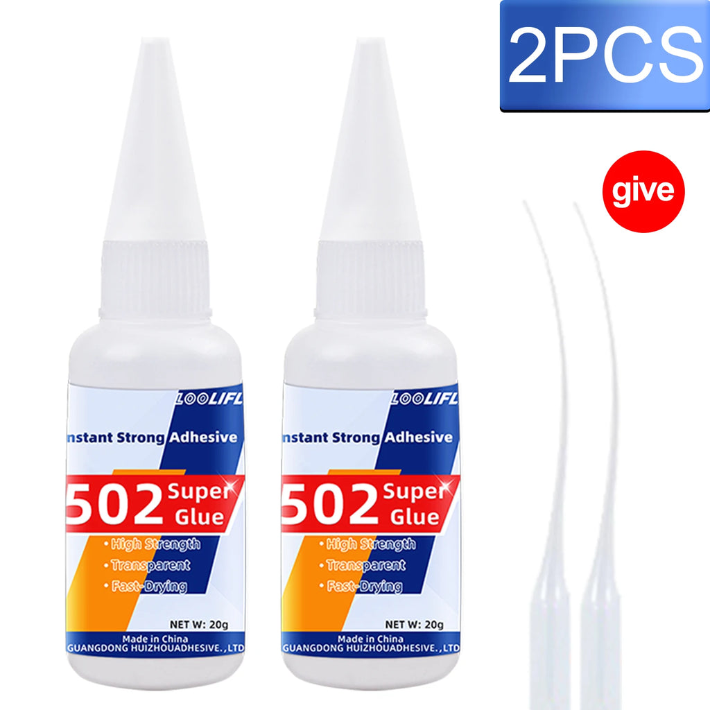 502 Super Glue Instant Cyanoacrylate Adhesive High Strength Fast Drying for Metal Wood Plastic Ceramic Glass DIY Bonding Tool