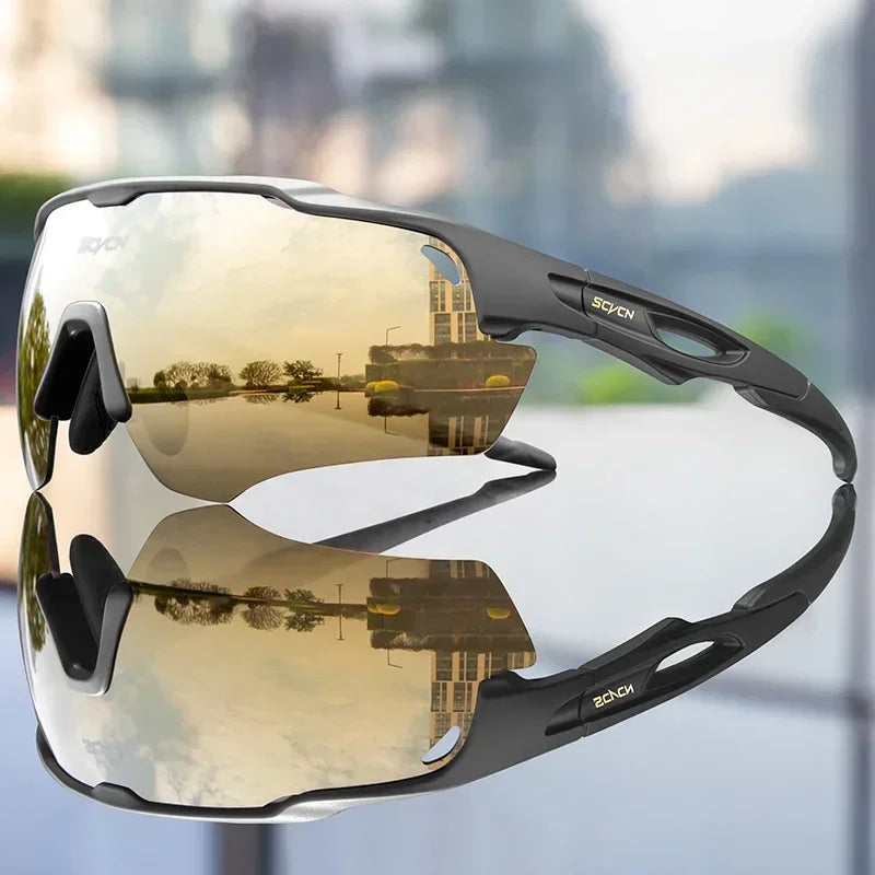 2026 SCVCN New Photochromic Hiking Eyewear Cycling Sunglasses Fashion MTB Glasses Bicycle UV400 Cycle Bike Goggles for Men Women