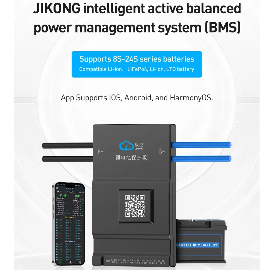JIKONG Jk Bms B1A20S15P 1A Active Balance Bms 8S 10S 12S 16S 17S 20S 24S Smart Bms 100A 150A 200A Lifepo4 Li-Ion Lto Battery BMS