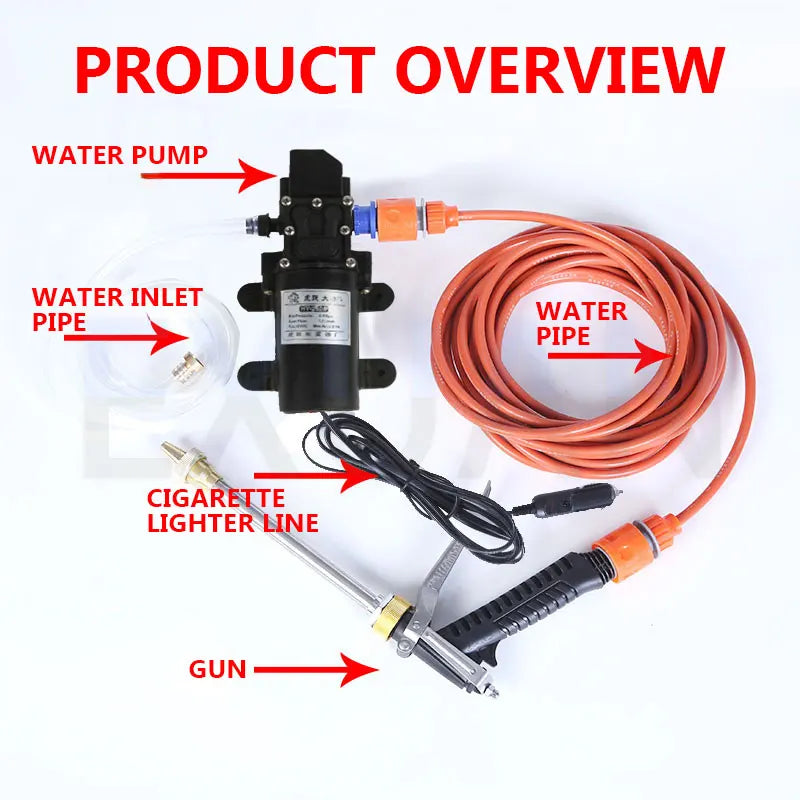 12V Portable Car Pressure Washer High Pressure Water Pump Electric Car Wash Cleaner Spray Gun Kit for Vehicle Motorcycle Cleanin