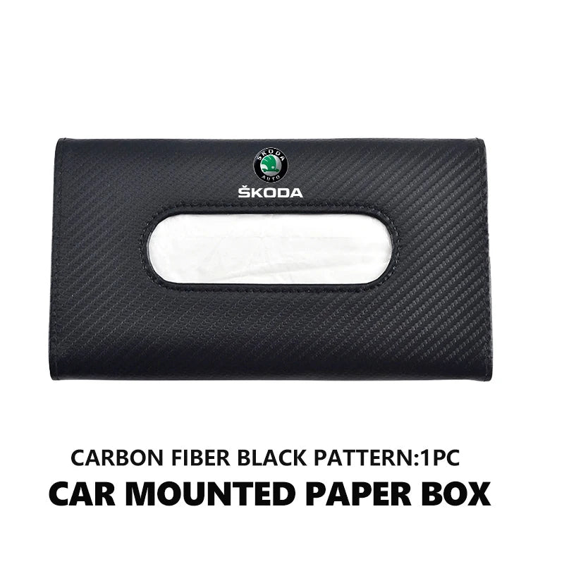For Skoda Car Sun Visor Tissue Box Hanging Napkin Storage Bag Fabia Kamiq Superb Scala Enyaq-iV MK3 VisionS Yeti