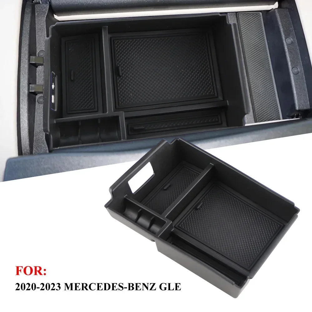 Car Armrest Storage Box for Mercedes Benz GLE W167 V167 350 450 400d 2020 2021 2022 2023 2024 Central Glove Tray Holder