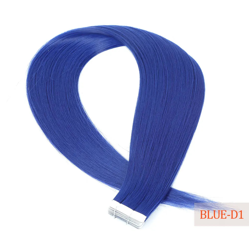 26" Straight Tape In Hair Extensions 20pcs 50 Grams Heat Resistant Fiber Colored Tape In Hair Double Sided Adhesives Hair