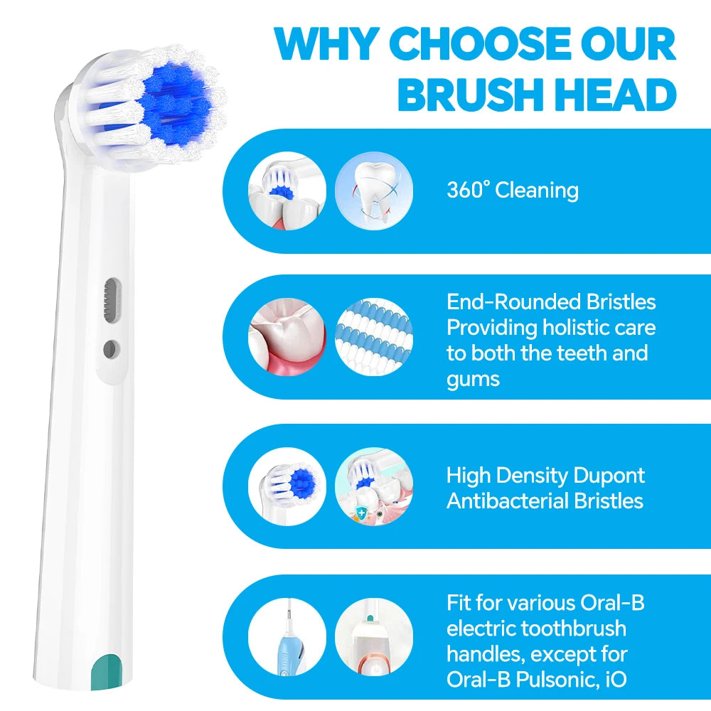 Clear Toothbrush Travel Case and 4 Pack Soft Rotating Replacement Brush Heads Set Compatible with Oral B Electric Toothbrushes