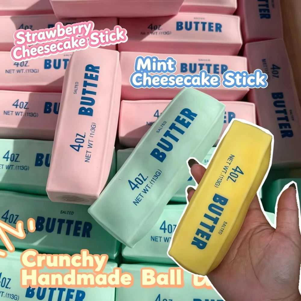 Butter Stick Squishy Stress Ball Fidget Toy Crunchy Squeeze Toy Round Blocks Filled ASMR Anti Stress Release Hand Relax Gift Toy