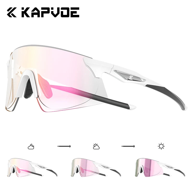 Kapvoe Photochromic Cycling Glasses Running Sunglasses MTB Riding Skating UV400 Fishing Goggles Man Woman Bike Hiking Eyewear