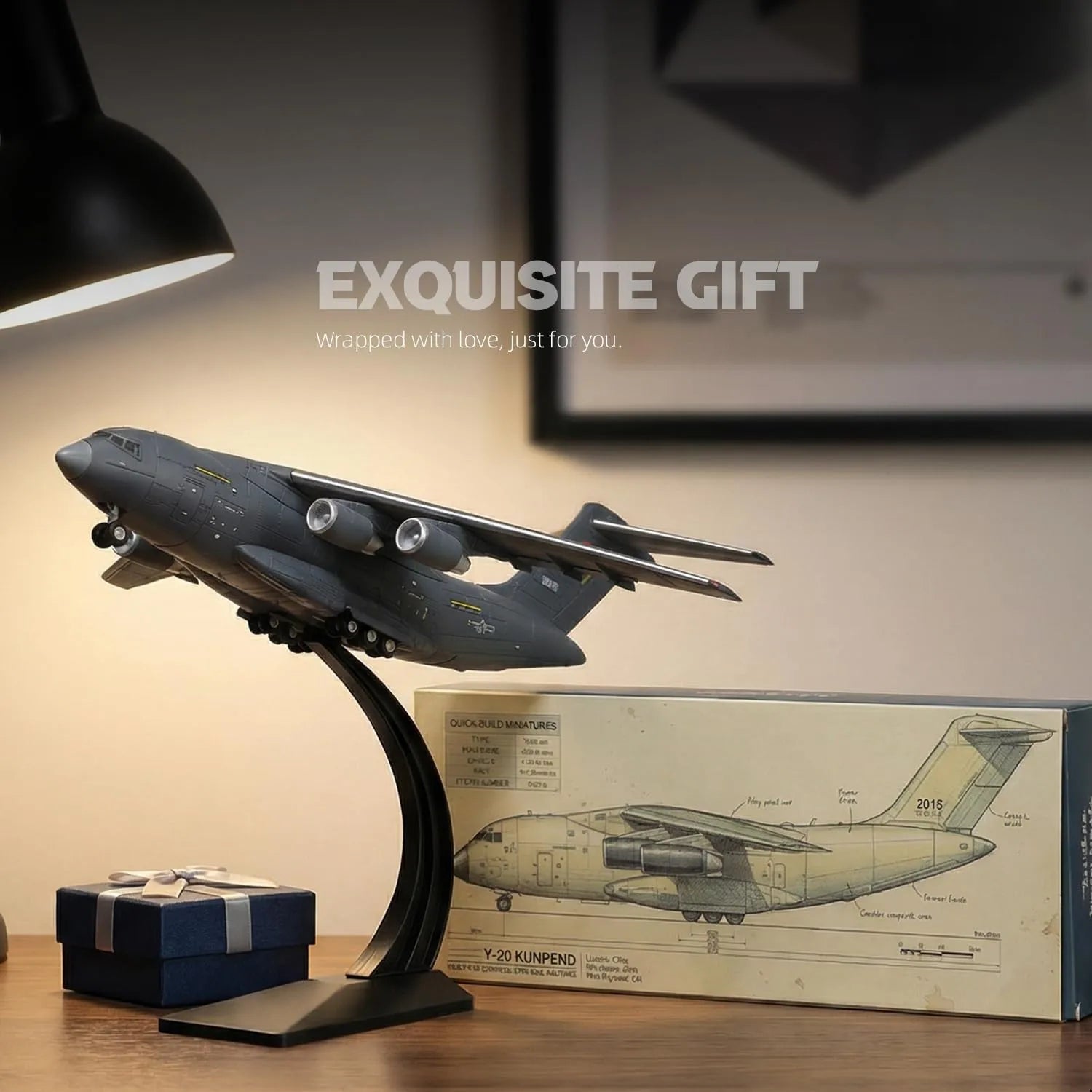 1:100 Scale Y-20 Transport Aircraft Quick Assembly Model Kit, Plastic Y-20 Fun Toy Airplane Assembly Model Kids Gift Suitable