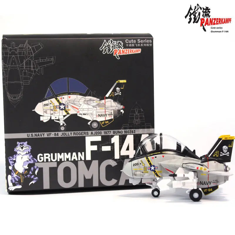 Iron Flow Q Version Variable Wing F14 Tomcat Fighter VF84 Pirate Flag Alloy Aircraft Model Ornament Cartoon Version Holiday Gift