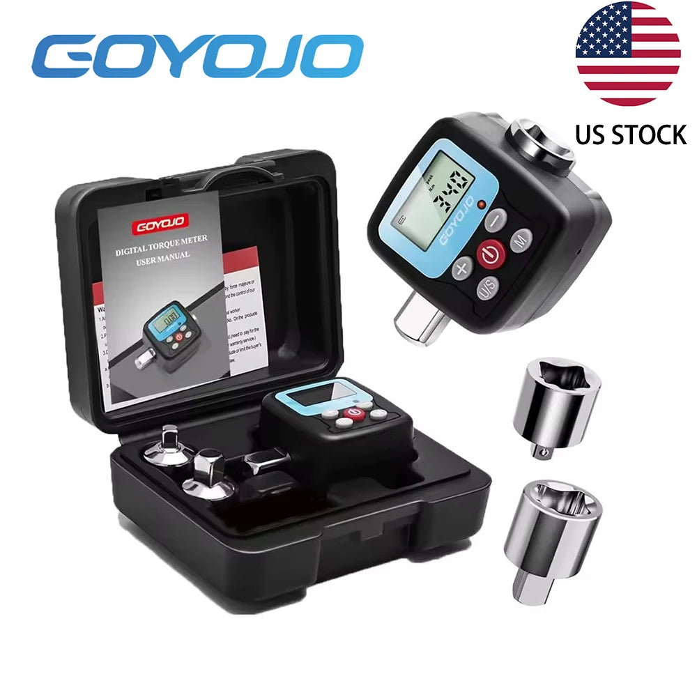 GOYOJO Digital Torque Wrench Adapter, 4-135Nm (2.95-99.6 ft-lb) Electronic Torque Converter with Digital Display, 1/2", 1/4", 3/8" Adapters for Motorcycles, Engine Maintenance, and Versatile DIY Use 0.9-30Nm (0.66-22 ft-lb)