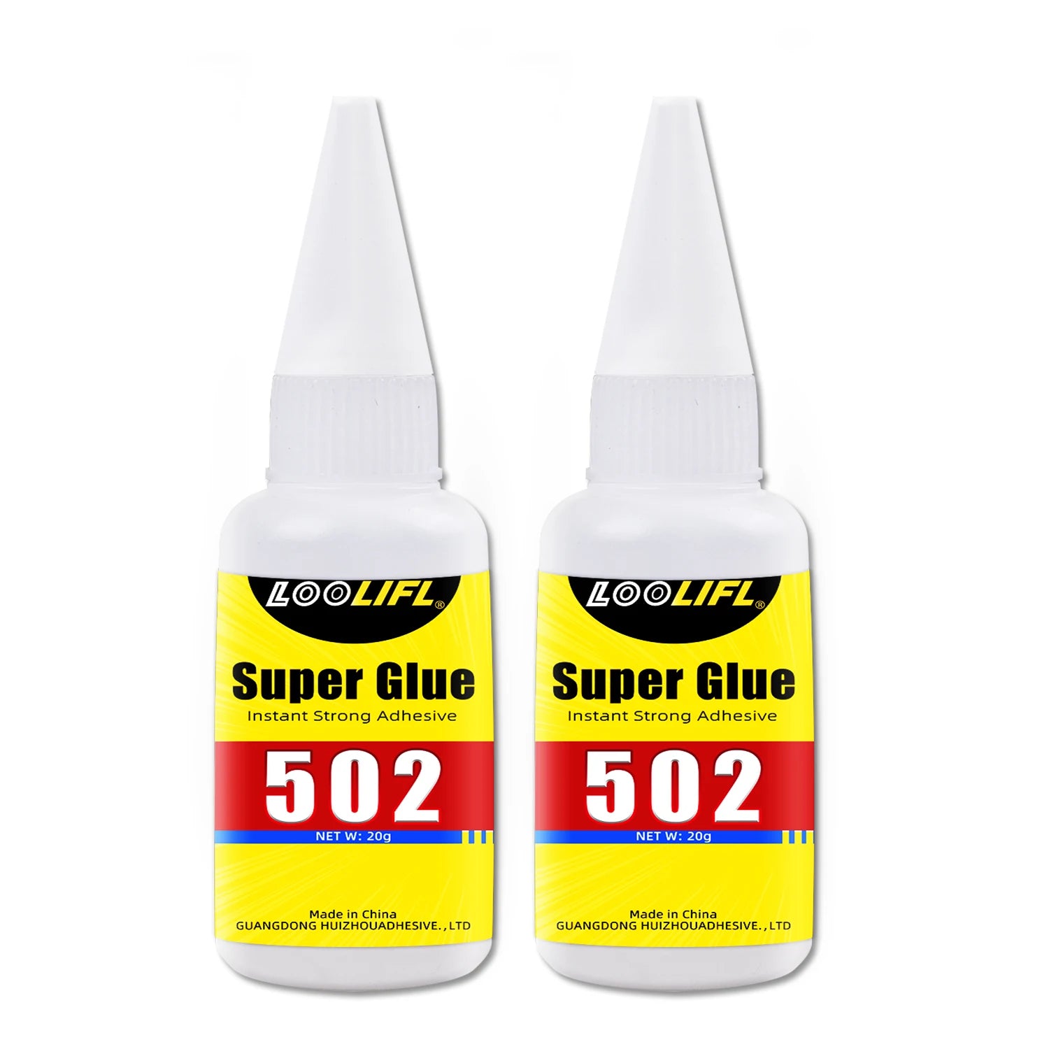 LOOLIFL 502 Super Glue 20g,Cyanoacrylate Adhesive,Super Strong Bond for Metal,Plastic, Wood, Ceramic, Rubber, with Extra Nozzles