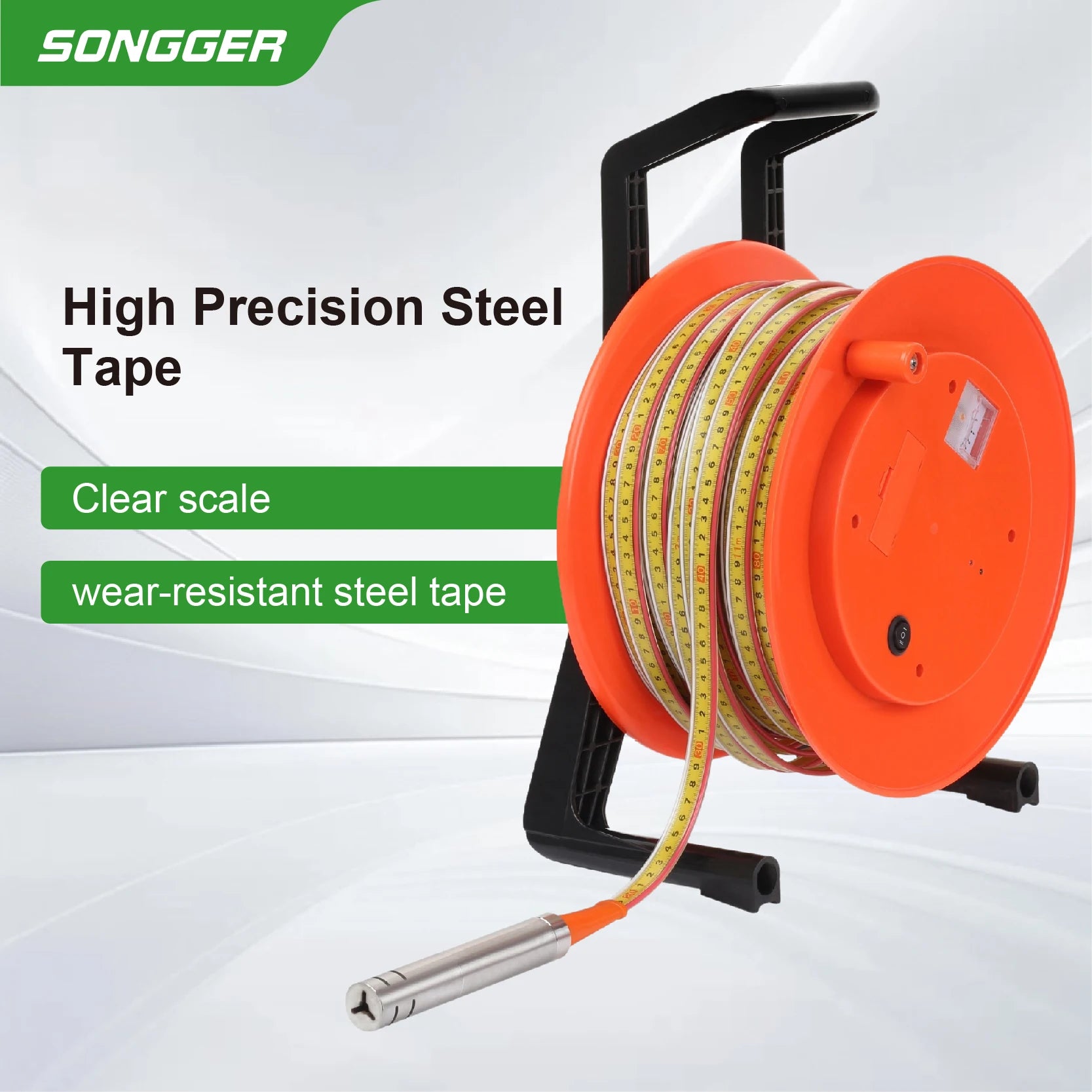 Portable Water Level Meter Tape with Cable Reel Groundwater Depth Detector LED Buzzer Battery Powered 10-150m