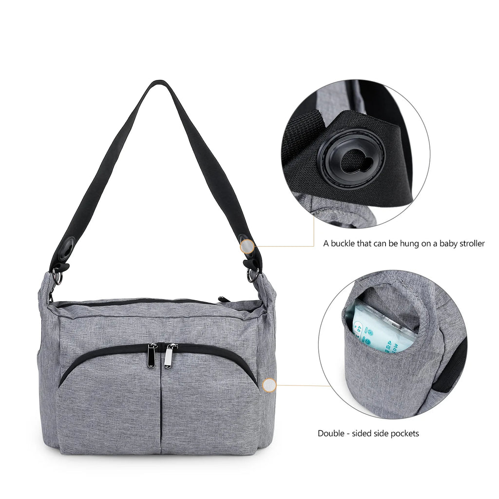One Shoulder Hand-Held Mommy Bag Portable Baby Stroller Bag With A Pair Of Hooks Multifunctional Mother And Baby Travel Bag