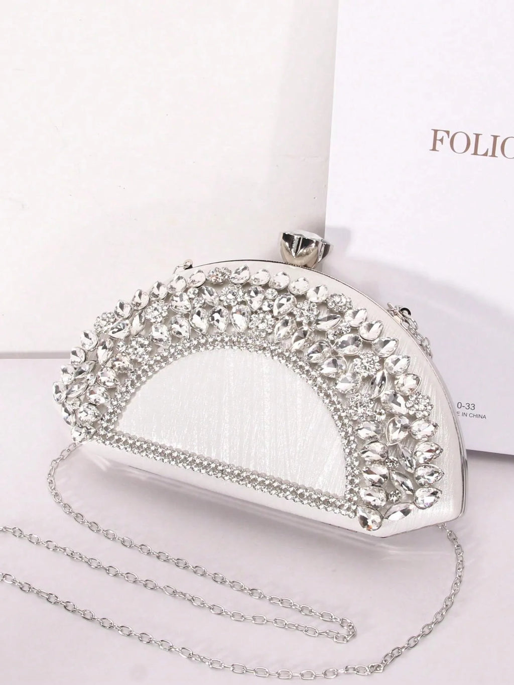 Luxury Collection Four Elegant Semi Circular Handbags in Black Pink Silver Sparkling with Golden Accents Colorful Gems