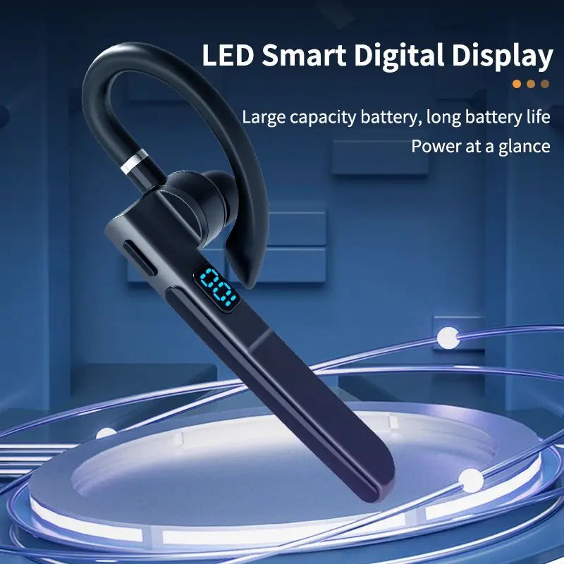 Ear-hook Headphones Bluetooth 5.3 Earphone Business Wireless Headset LED Display HIFI Stereo Noise Reduction Earbud for Phone