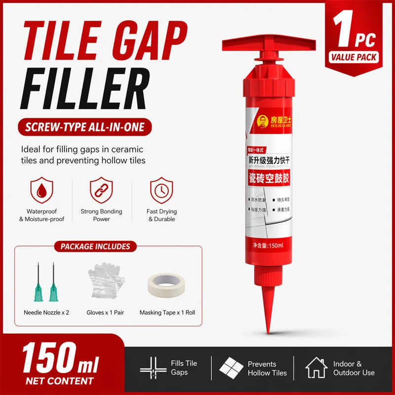 Tile Repair Injection Adhesive for Loose & Hollow Tiles, No Drill Tile Repair Glue, Fast Fix for Ceramic Floor Tiles