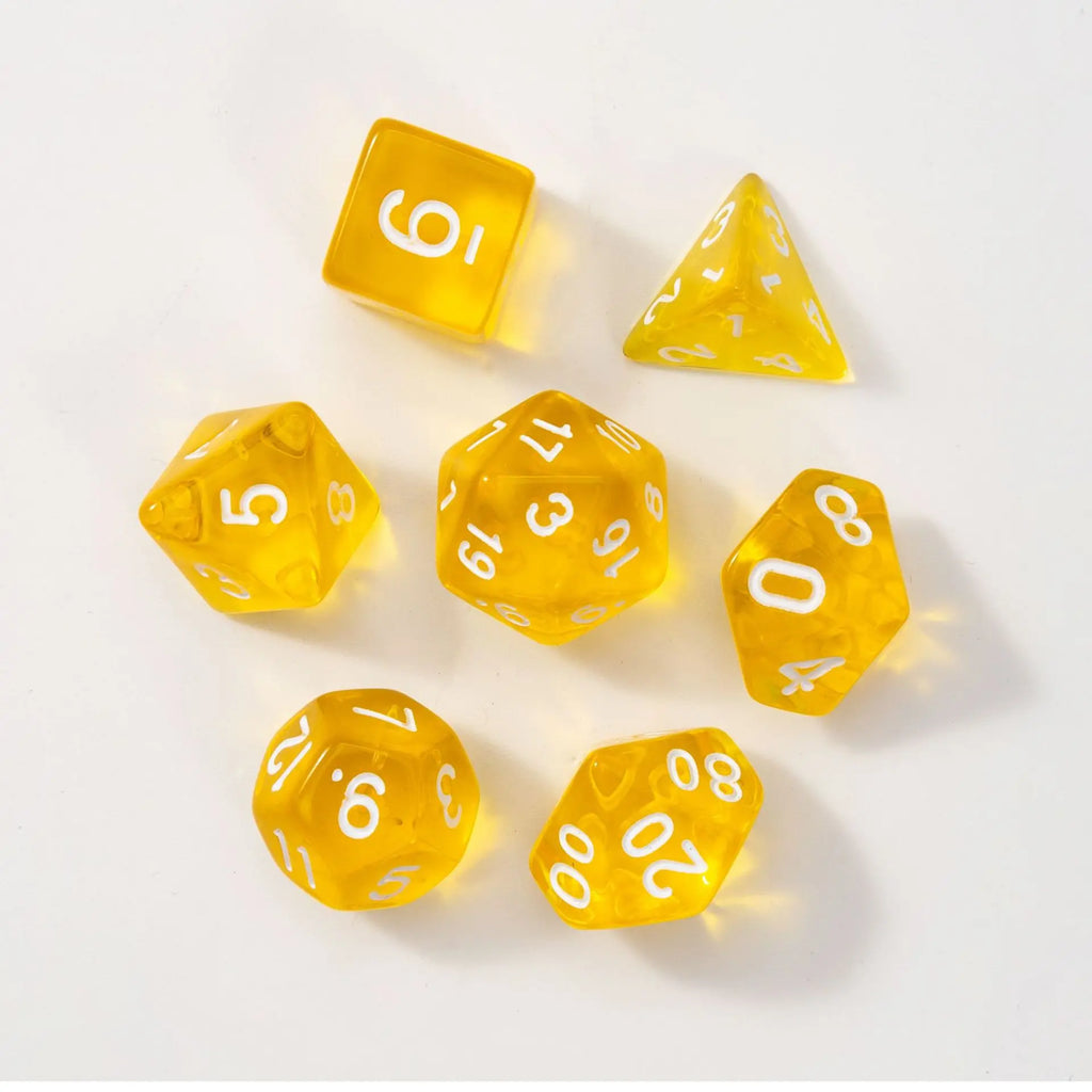 7Pcs/set Transparent Dice Polyhedral Dice Set for Dnd Tpg Trpg Cthulhu D20 D12 D10 D8 D6 D4 Table Board Games Number Dice Kit