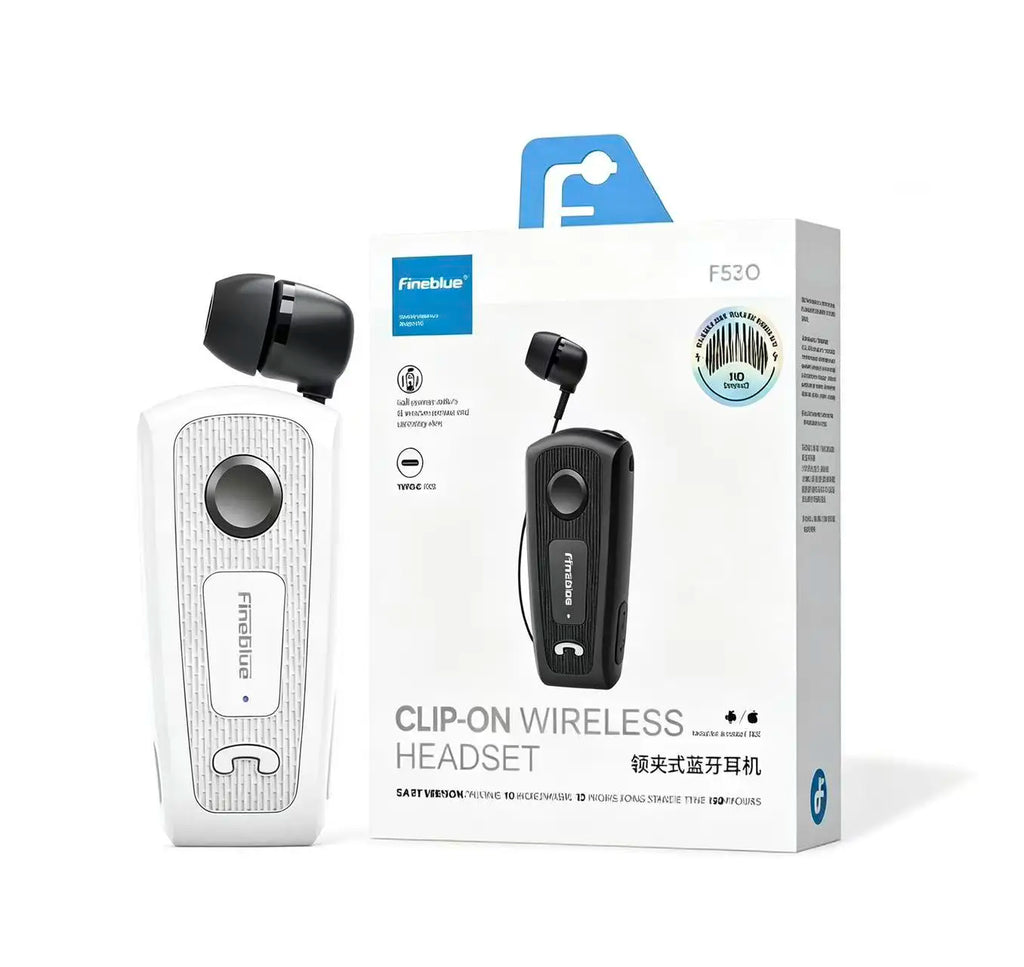 Fineblue F530 pk F920 retractable wireless headphones Bluetooth headphones white with cable clip hands-free earbuds